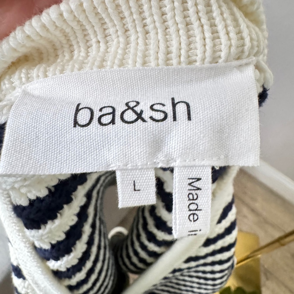 Ba&sh Gamden Navy White Striped Knit Cardigan Sweater Large Stripes Lady Chunky - Picture 7 of 9